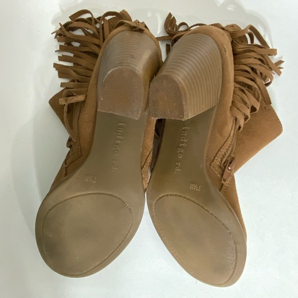 Indigo Rd Boots Fringe Ankle Western Boho Booties Womens Suede Light Brown 7.5 M - Picture 12 of 15